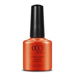 Flesje warm oranje gellak met een shimmer "Lovers Embrace" van CCO