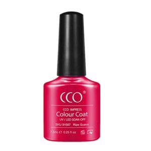 Flesje opvallend roze tint gellak met subtiele glitters " Ripe Guava" van CCO