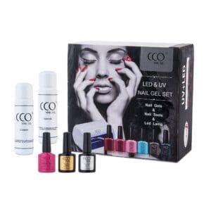 Starterspakket gellak van CCO met 1 flesje gellak, een uv/led lamp, basecoat, topcoat, cleanser & remover