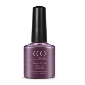 Flesje lila grijspaarse gellak met een metaalachtige glans "Vexed Violet" van CCO