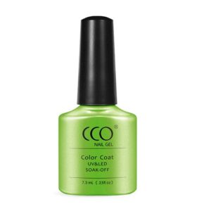 Flesje gifgroene knalkleur gellak met subtiele groene en gouden shimmers "Limeade" van CCO