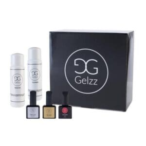 Starterspakket gellak van Gelzz met 1 flesje gellak, basecoat, topcoat, cleanser & remover