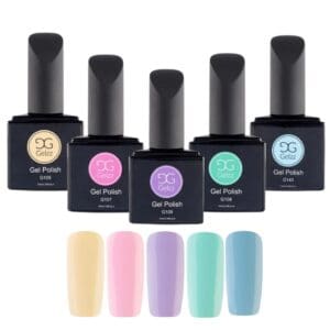 5 tinten gellak uit de pastel collectie van Gelzz