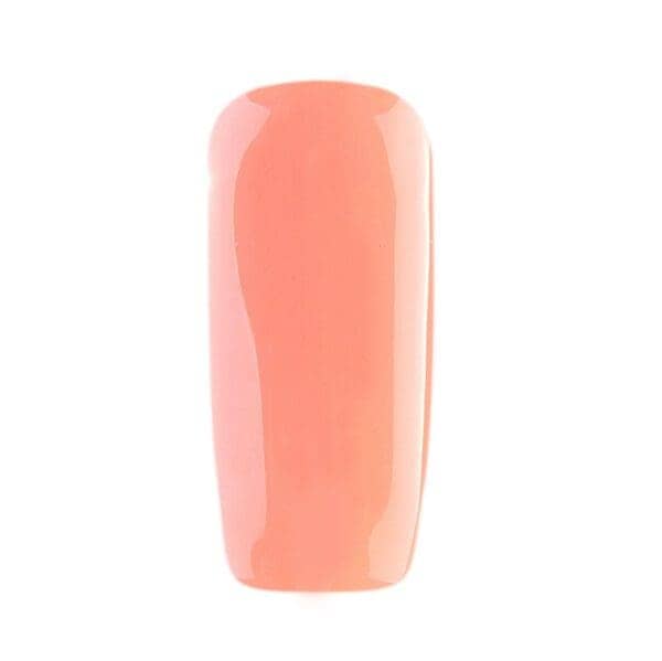 Nagel gelakt met een perzik roze nude gellak van CCO "Charming Lady"